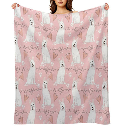 LOVE White German Shepherd Throw Blanket
