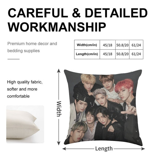 Stray Kids Linen Throw Pillow Cover