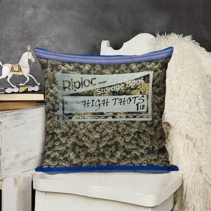 Weed Baggie Linen Throw Pillow Cover