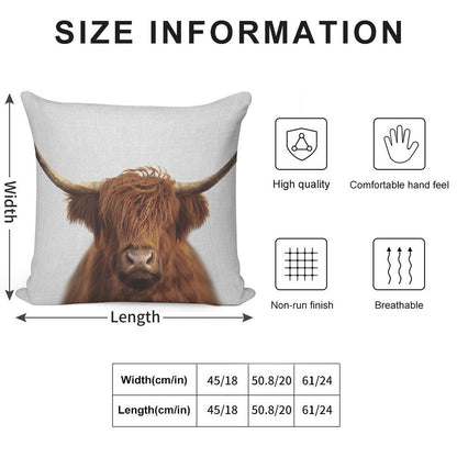 Highland Cow - Colorful Soft Decorative Cover Throw Pillow