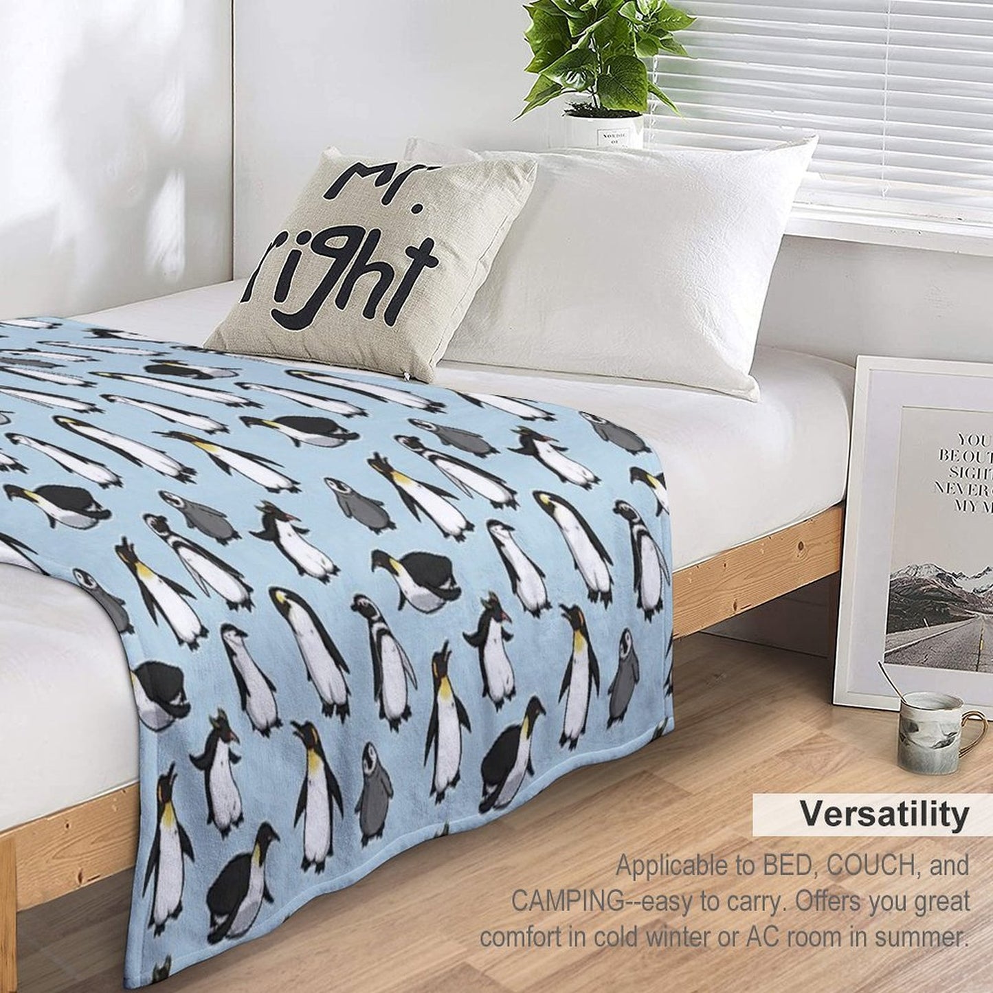 Cute Penguin Pattern Throw Blanket