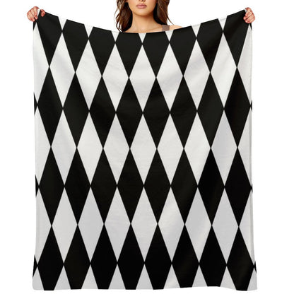 Black White Harlequin Throw Blanket