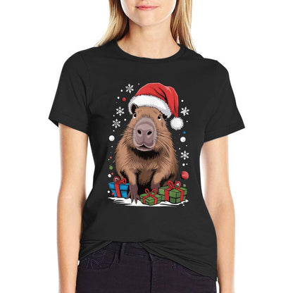 Capybara Christmas  Oversized Silhouette T-Shirt