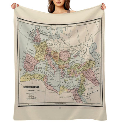 Vintage Map of The Roman Empire Throw Blanket