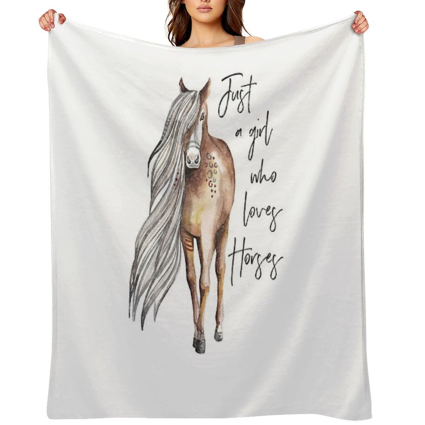 Just A Girl Who Loves Horses - Horse Lover Design Throw Blanket