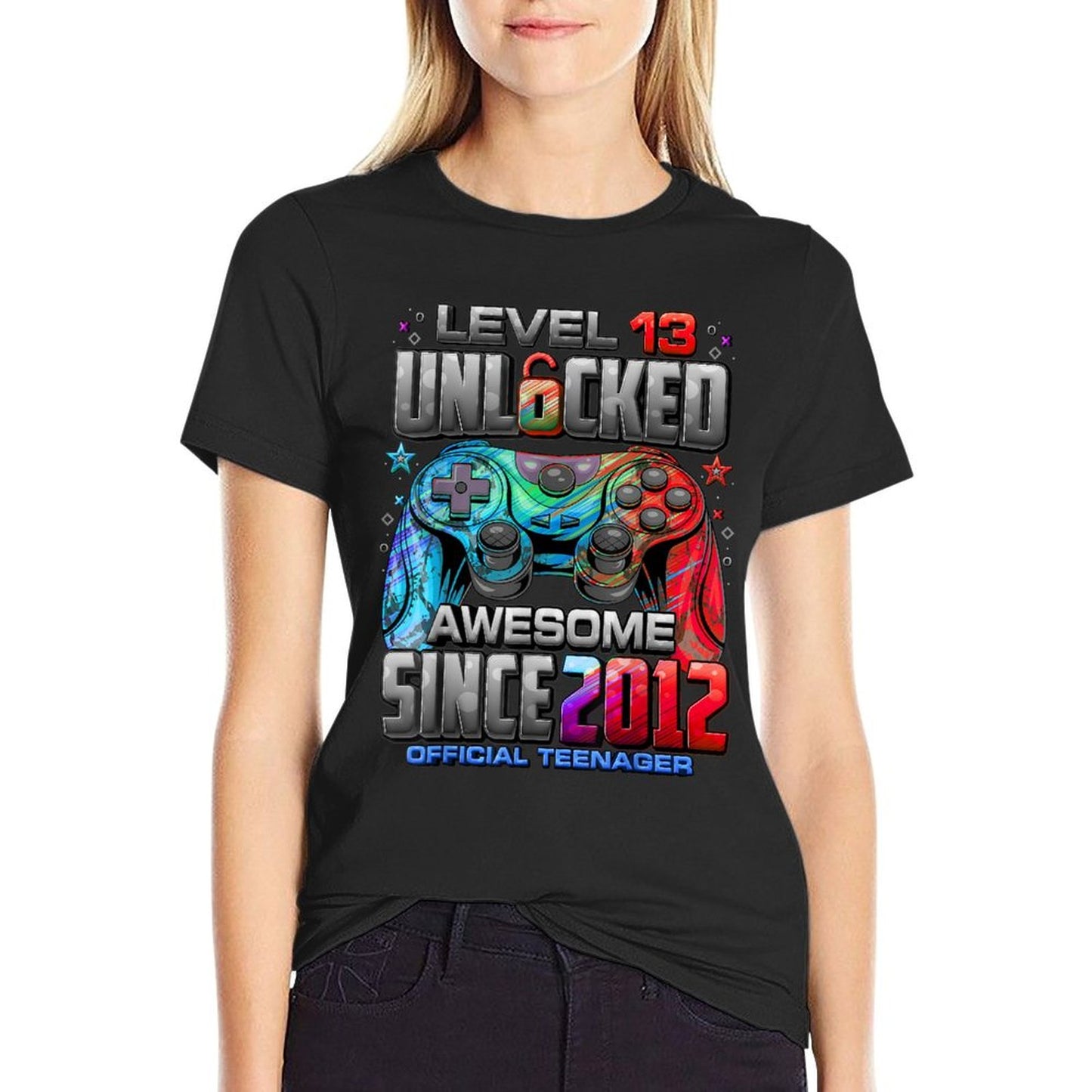 Level 13 Unlocked Awesome Since 2012 13th Birthday Gaming T-Shirt