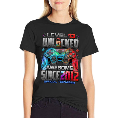 Level 13 Unlocked Awesome Since 2012 13th Birthday Gaming T-Shirt