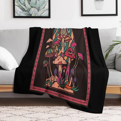 The Mushroom Tribe  Garden of Shrooms Throw Blanket