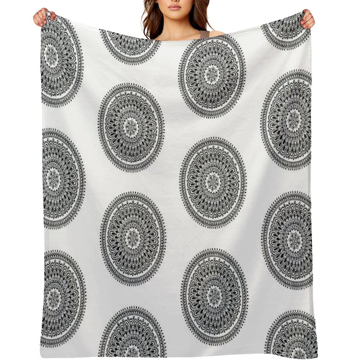 Mandala Black And White by Hayley Lauren Design Throw Blanket