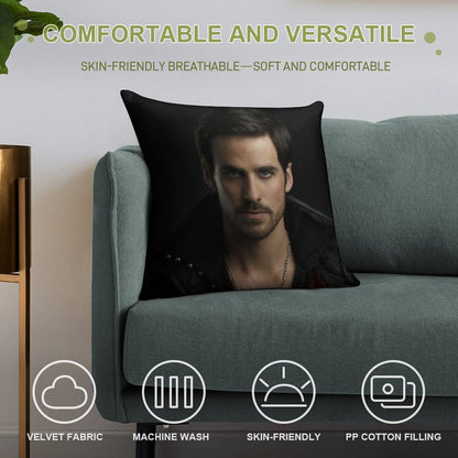 Colin O'Donoghue As Captain Hook Soft Hidden Zipper Throw Pillow