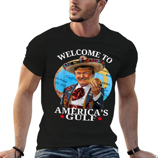 Funny Trump America's Gulf Est 2025 Trump Merchandise  Rolled Sleeves T-Shirt