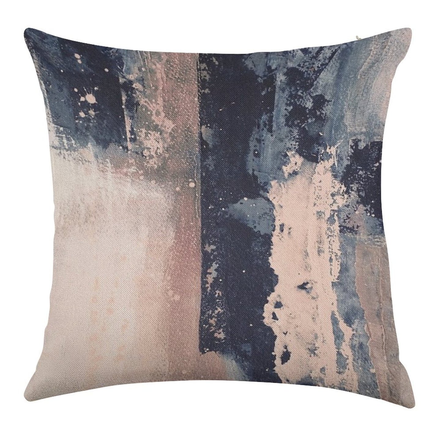 Horizontal Pink Navy Linen Throw Pillow Cover