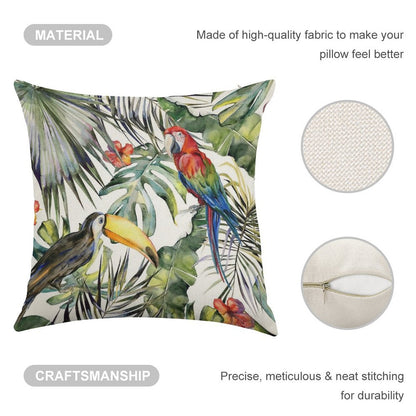 TROPICAL JUNGLE Linen Throw Pillow Cover