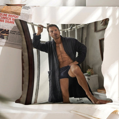 Sebastian Stan Linen Throw Pillow Cover