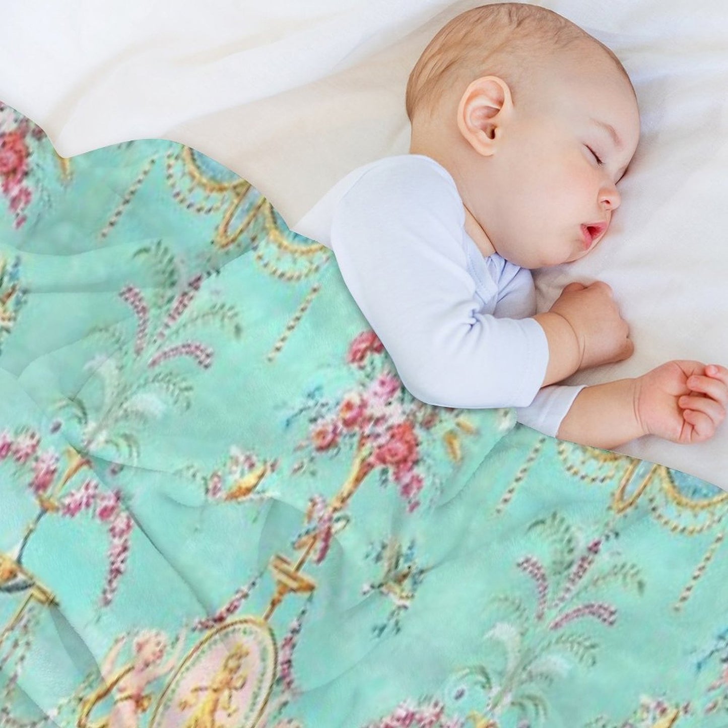 Marie Antoinette French Rococo Paris Pattern Throw Blanket