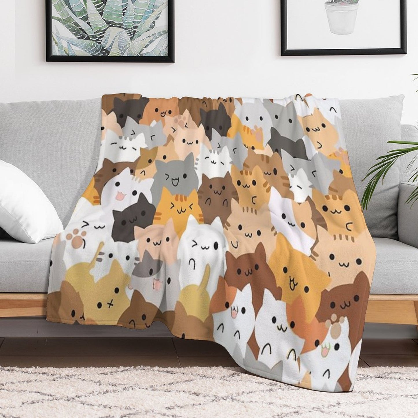 Sweet Happy Cub Kittens - Cats Pattern Throw Blanket