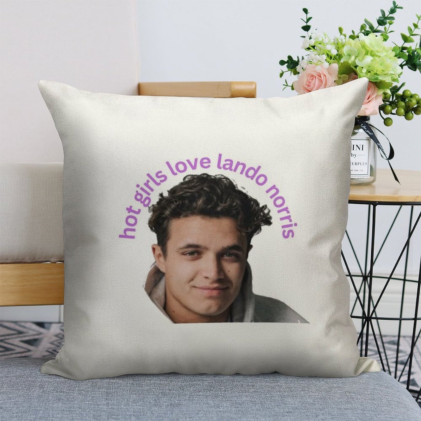 Hot Girls Love Lando Norris - Formula One Linen Throw Pillow Cover