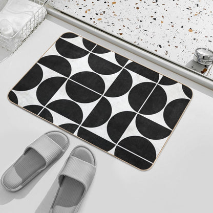 Mid-Century Modern Pattern No.3 - Black And White Concrete Bath Mat