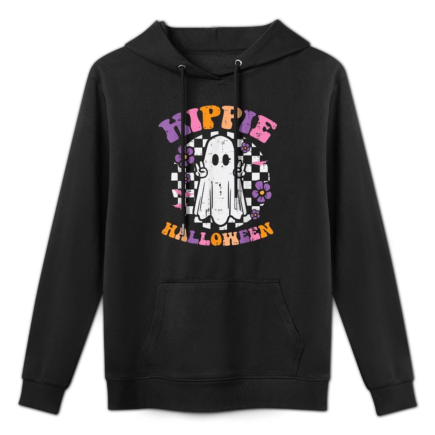 Hippie Halloween Ghost Peace Retro Costume Women Kids Men Kangaroo Pocket Hoodie