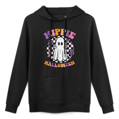 Hippie Halloween Ghost Peace Retro Costume Women Kids Men Kangaroo Pocket Hoodie