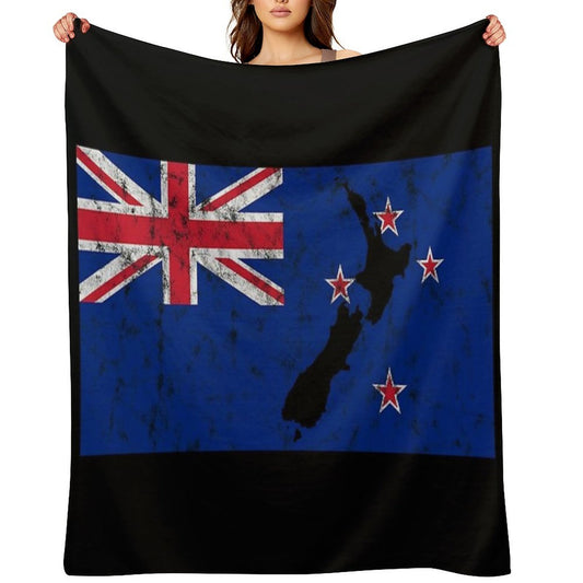 New Zealand Flag Silhouette Throw Blanket