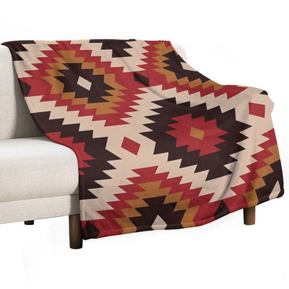 Navajo Red And Mustard Throw Blanket
