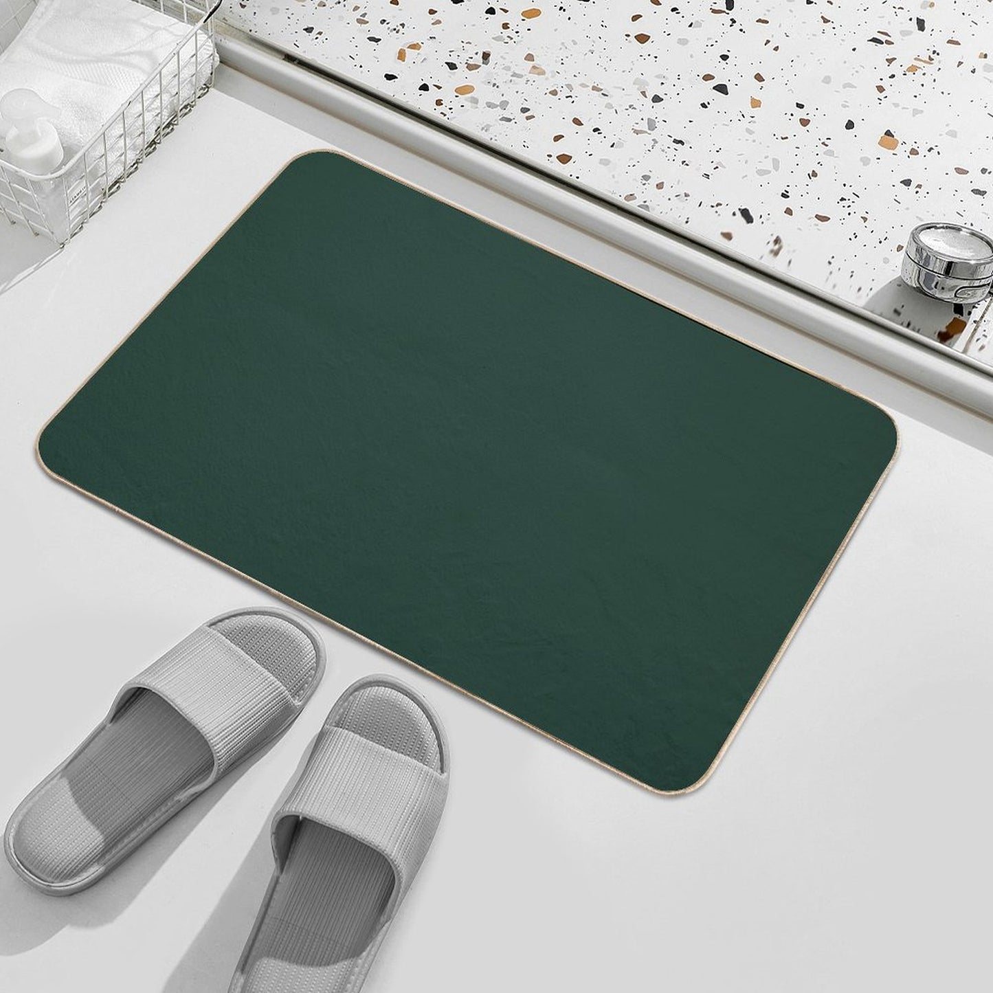 Forest Green Solid Color Bath Mat