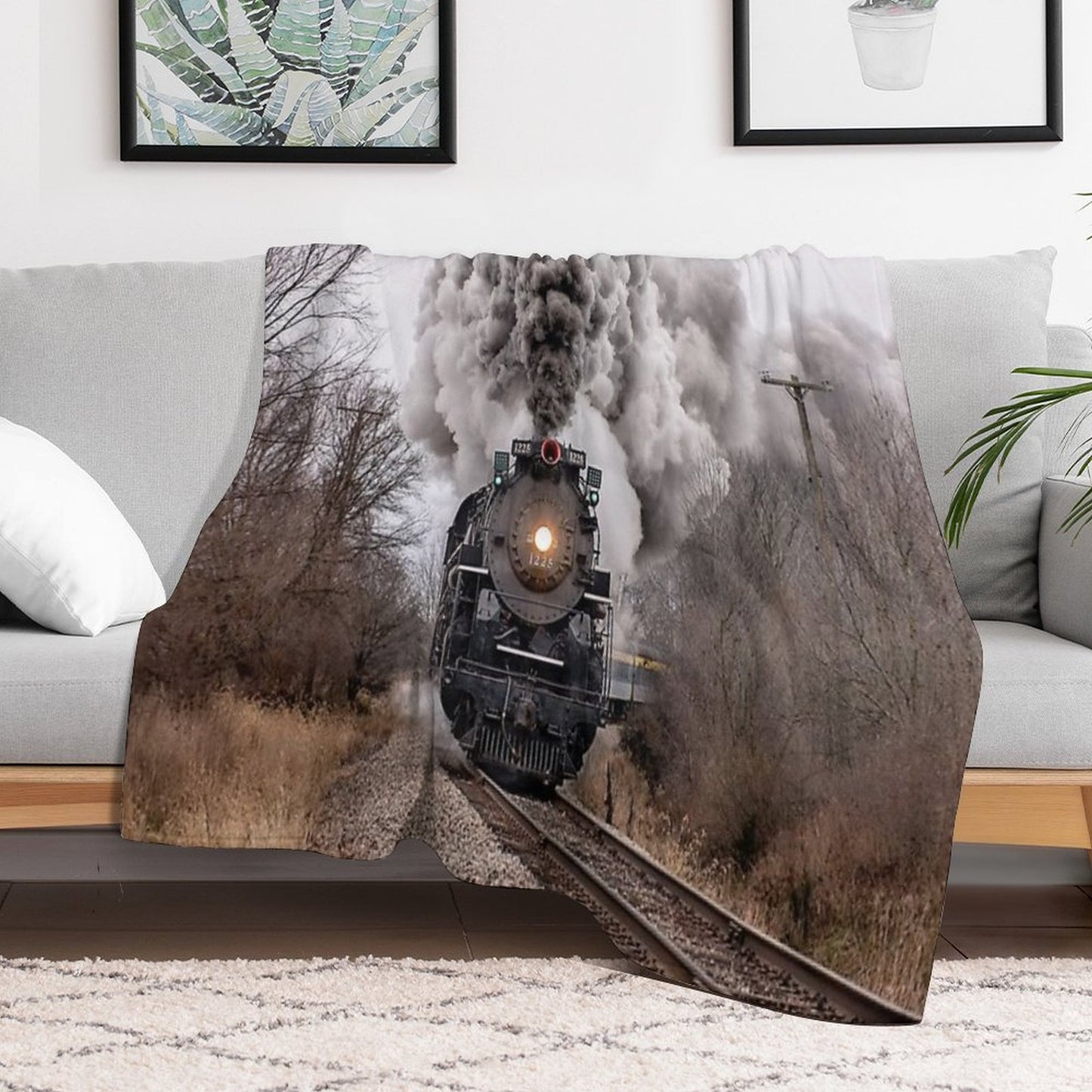 Pere Marquette 1225 Locomotive Throw Blanket