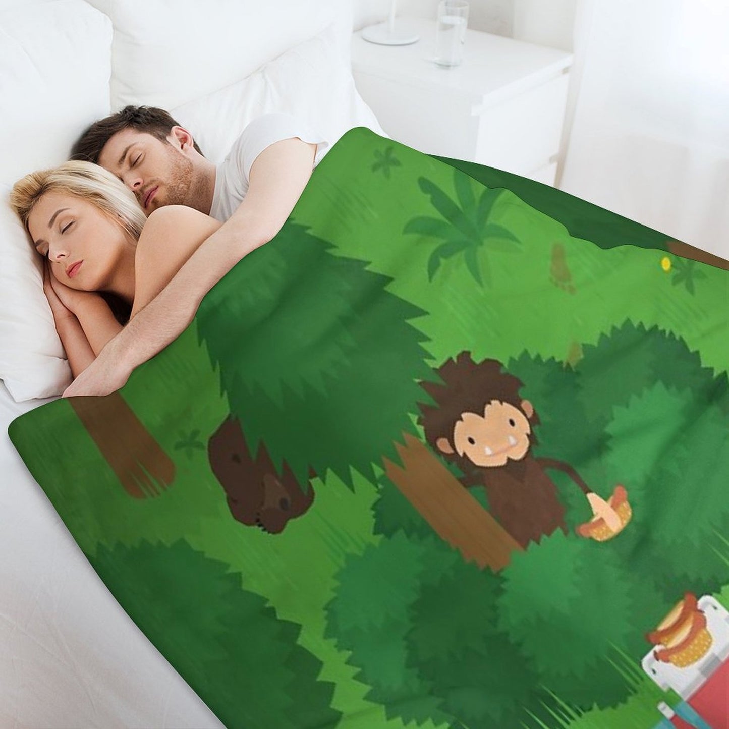 Sneaky Sasquatch Picnic Throw Blanket