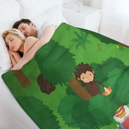 Sneaky Sasquatch Picnic Throw Blanket