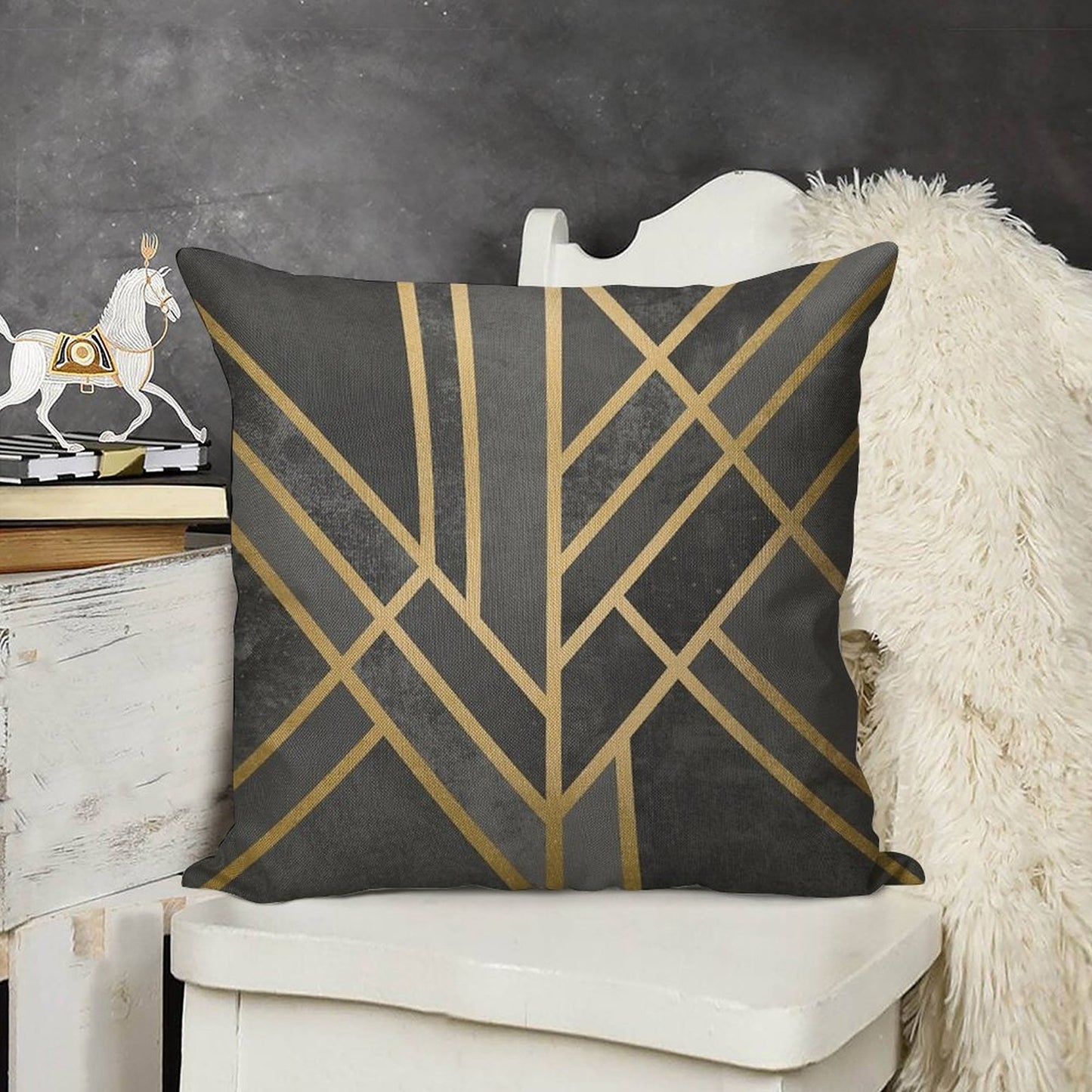 Art Deco Geometry 1 Linen Throw Pillow Cover