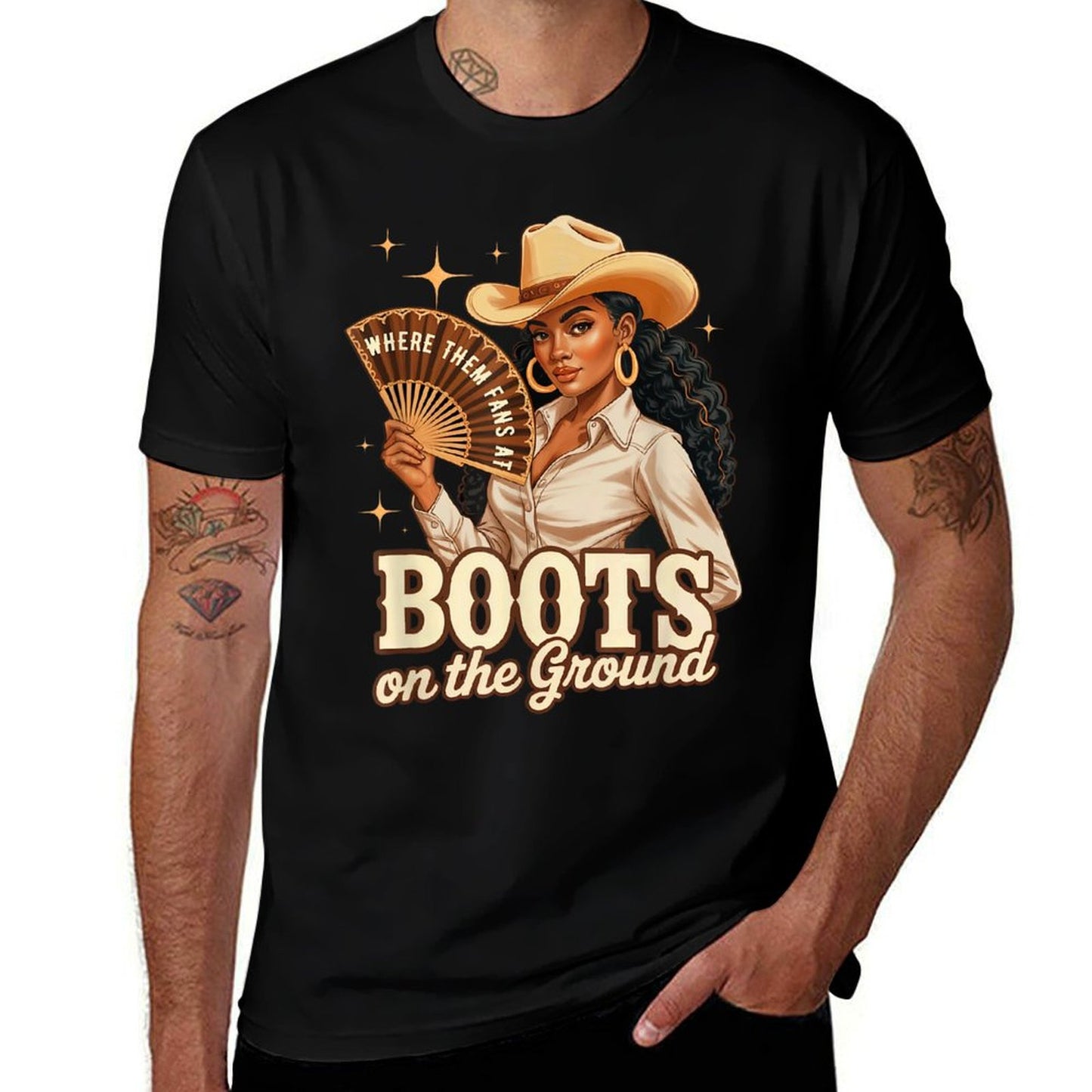 Boots On Ground Juneteenth Melanin Cowgirl Western Rodeo  Tagless Design T-Shirt