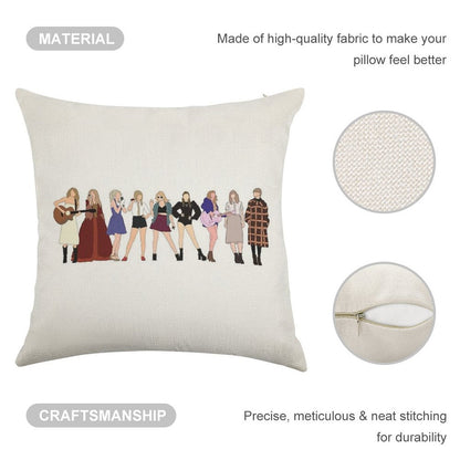 TAYLOR SWIFT 9 ERAS Linen Throw Pillow Cover