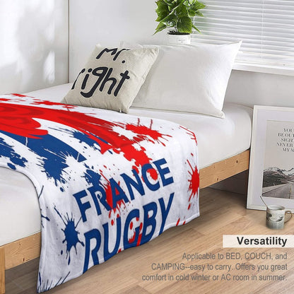 France RUGBY Plaid Throw Blanket