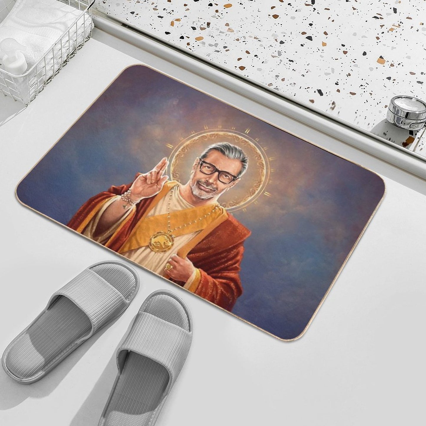 Saint Jeff of Goldblum, Jeff Goldblum Original Religious Painting Bath Mat