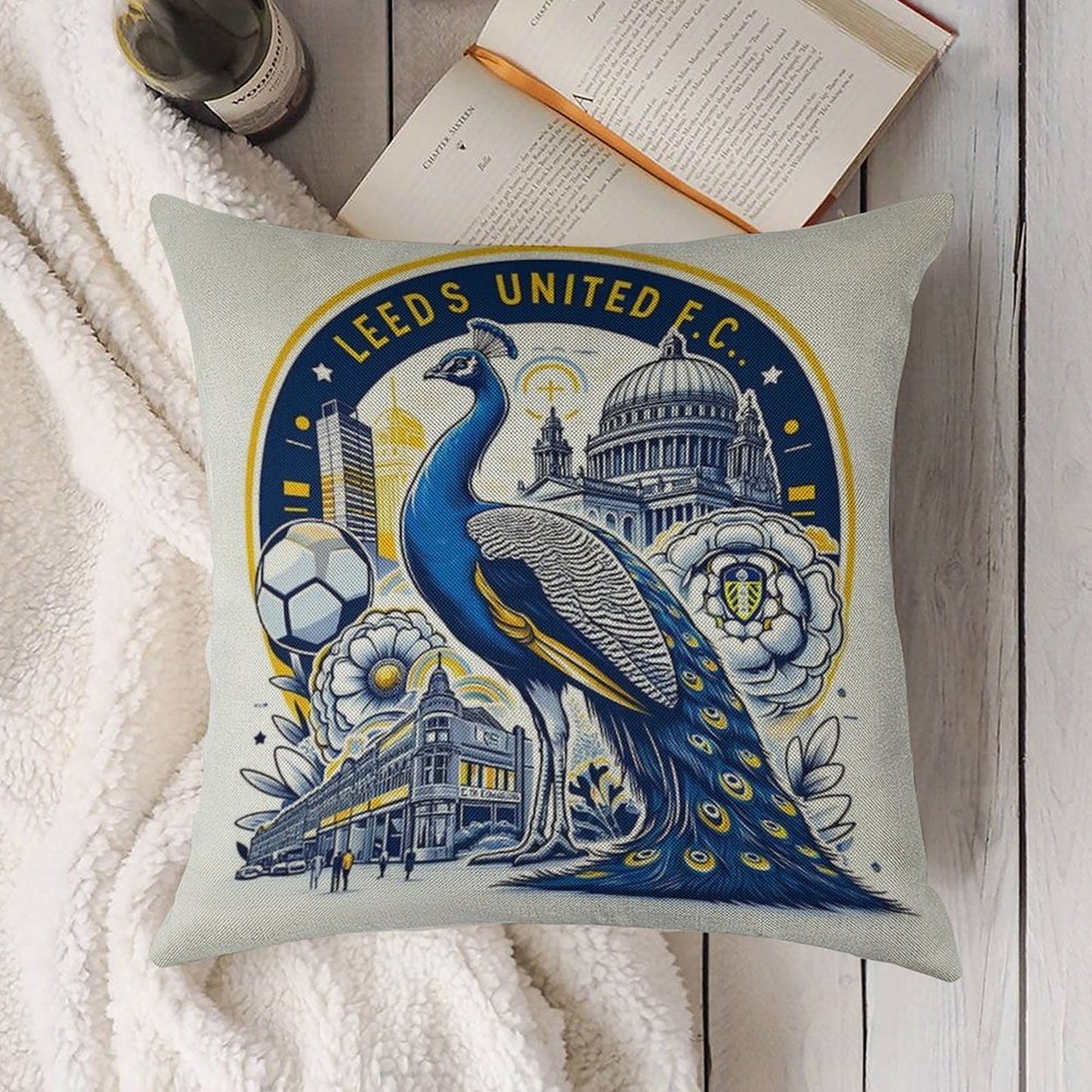 Leeds United Football Club Artwork Linen Throw Pillow Cover
