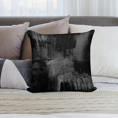 Black Gray Abstract Soft Luxury Feel Throw Pillow