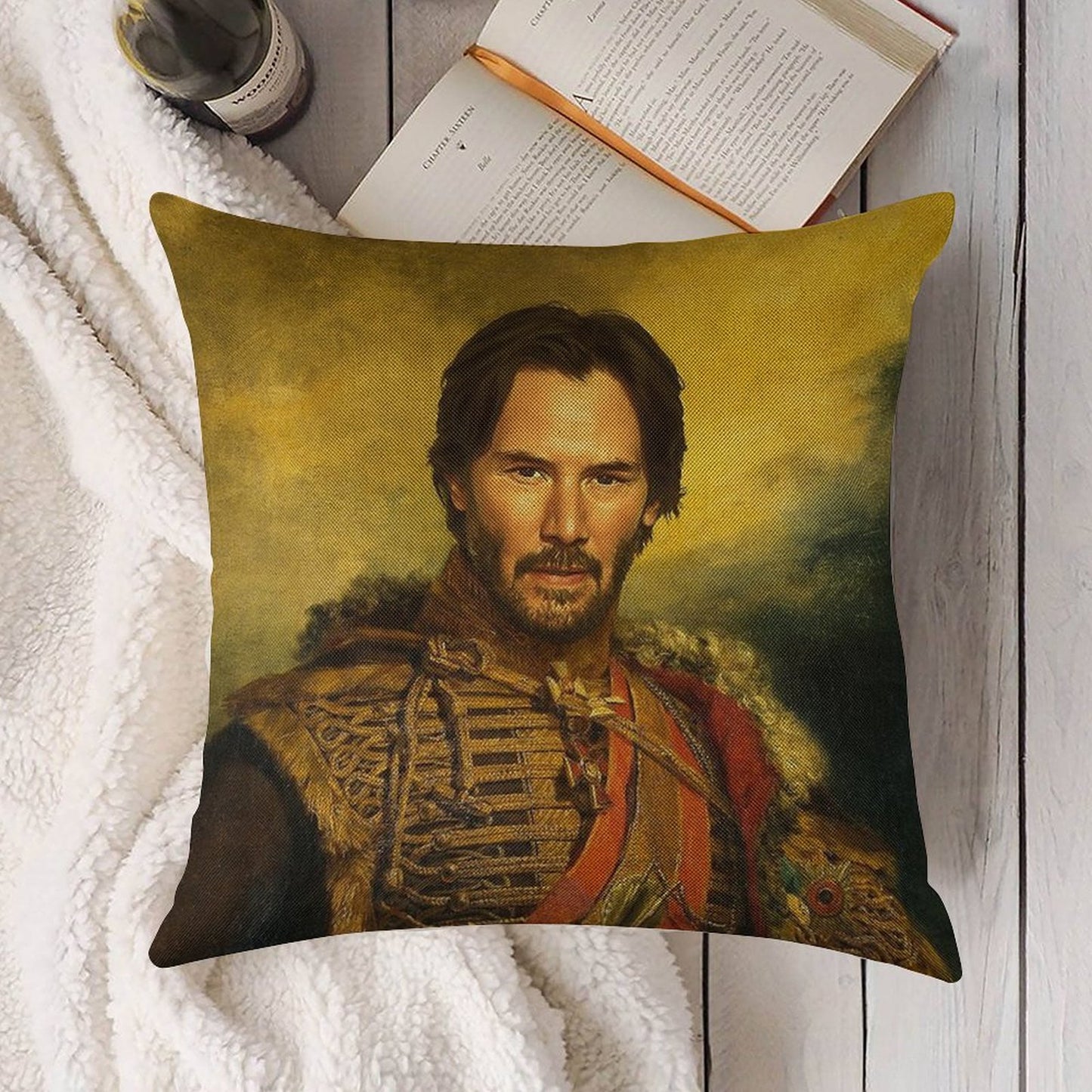 Keanu Reeves - Replaceface Linen Throw Pillow Cover