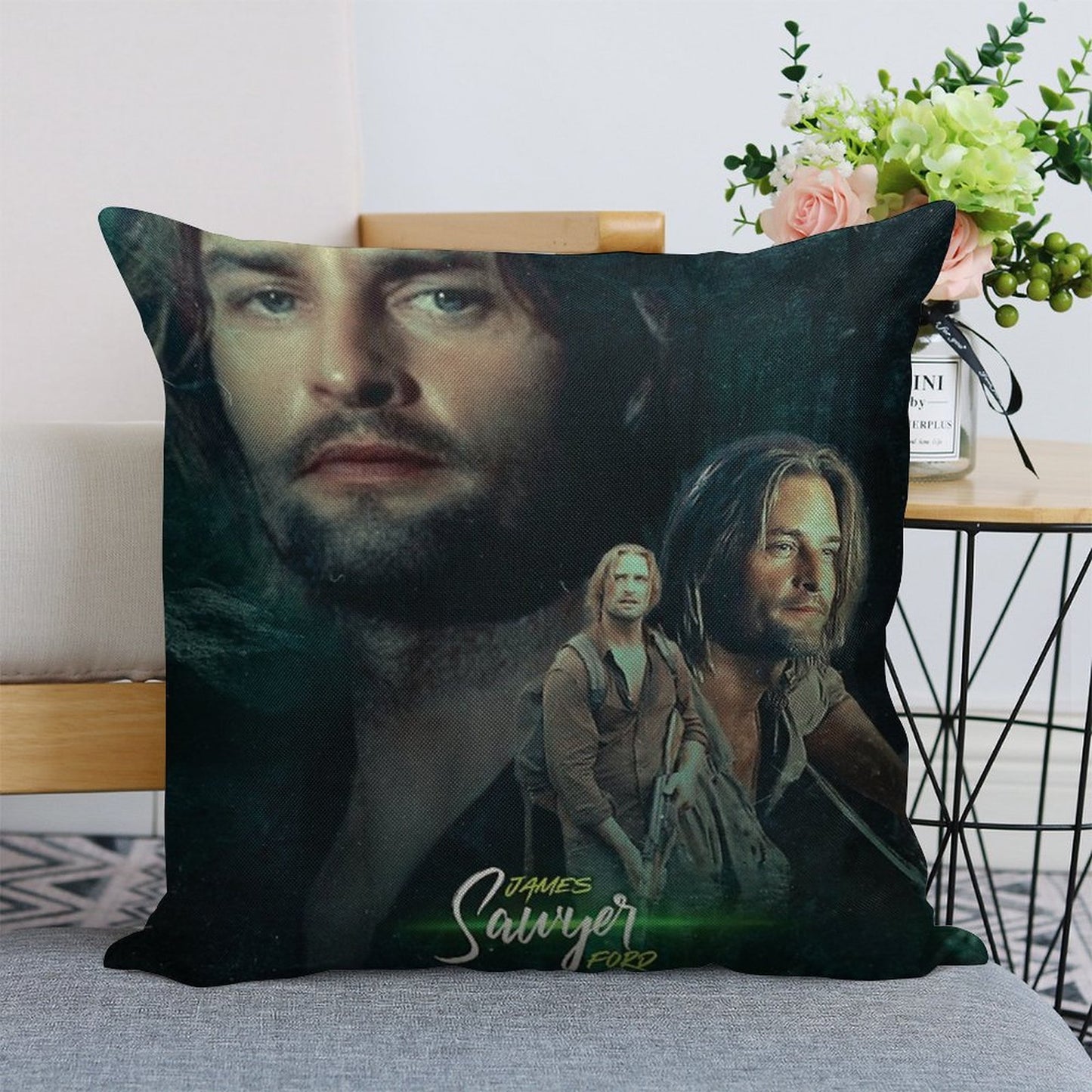 Josh Holloway James Ford Sawyer Lost Linen Throw Pillow Cover