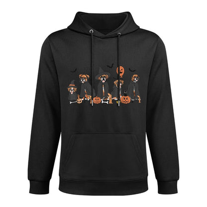 Five Witch Boxer Dog Halloween Boxer Dog Spooky Season Women Cotton-Polyester Blend Hoodie