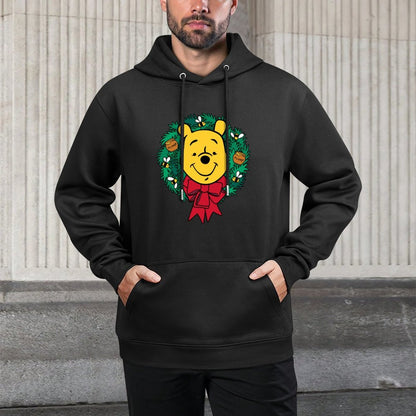 Amazon Essentials Winnie The Pooh Festive Holiday Christmas Wreath Sweatshirt Shrink-Resistant Hoodie