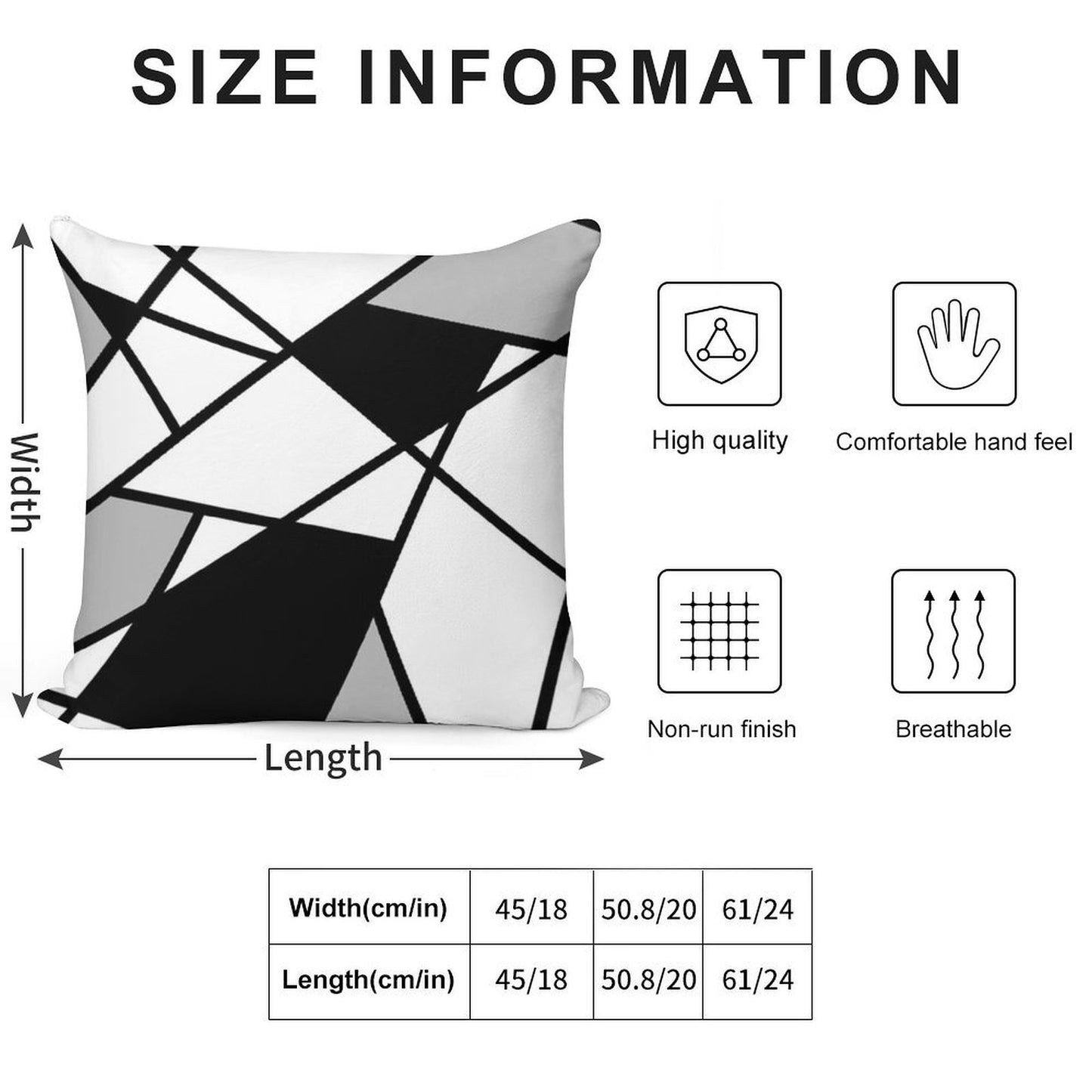 Black Modern Geometric Pattern Soft Gift Ready Throw Pillow