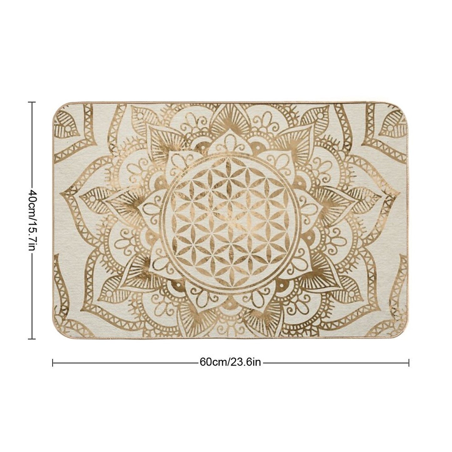 Flower of Life in Lotus - Pastel Golds And Canvas Bath Mat