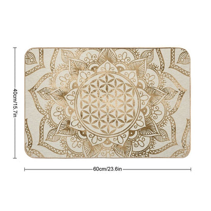 Flower of Life in Lotus - Pastel Golds And Canvas Bath Mat