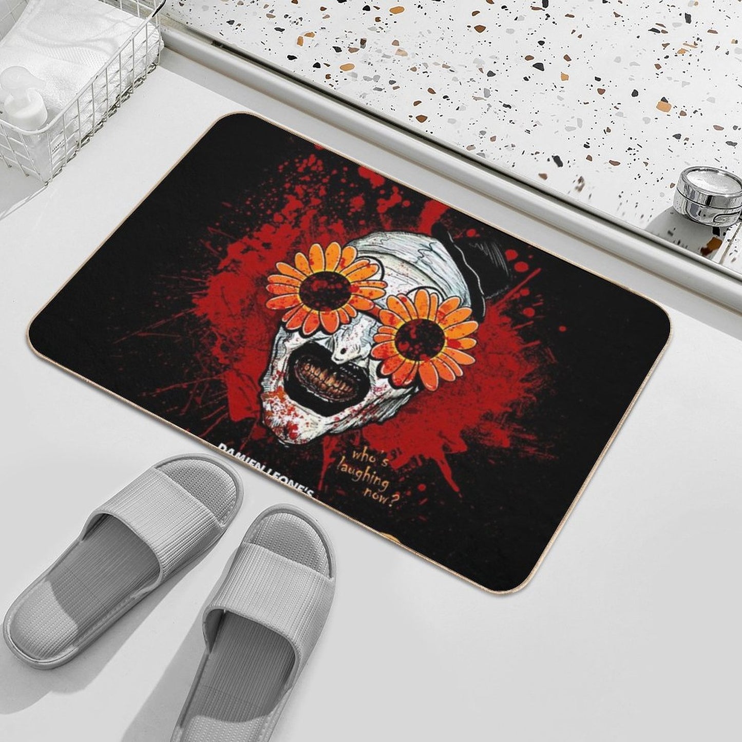 Terrifier 2 Art The Clown Sunflower Sunglasses Horror Movie Bath Mat