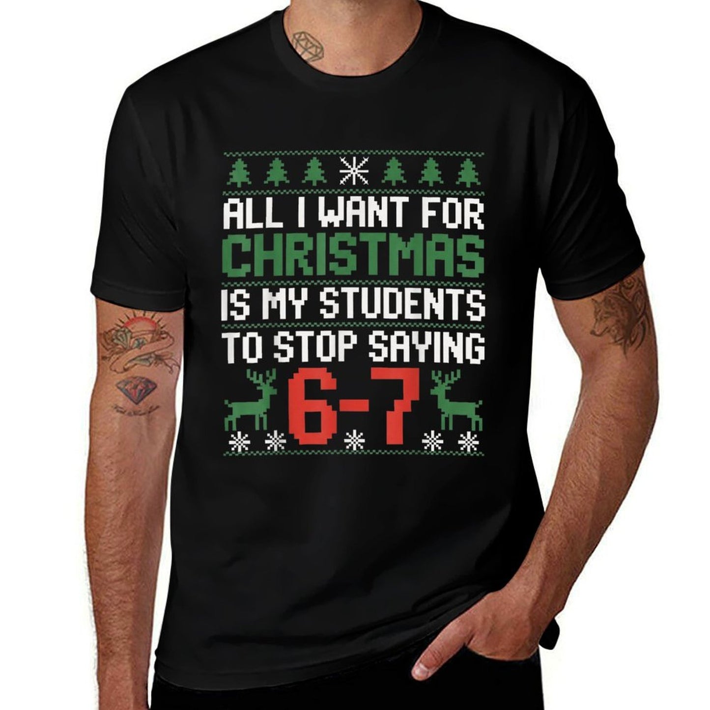 Funny Students Saying 6-7 67 Six Seven Teacher Christmas  Vintage-inspired T-Shirt