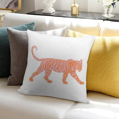 Orange And Pink Tiger Soft Multiple Sizes Throw Pillow