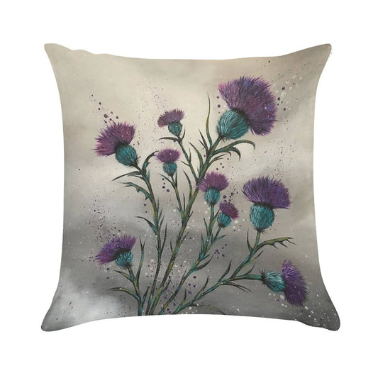 Scottish Traditional Purple Thistle Soft Durable Construction Throw Pillow