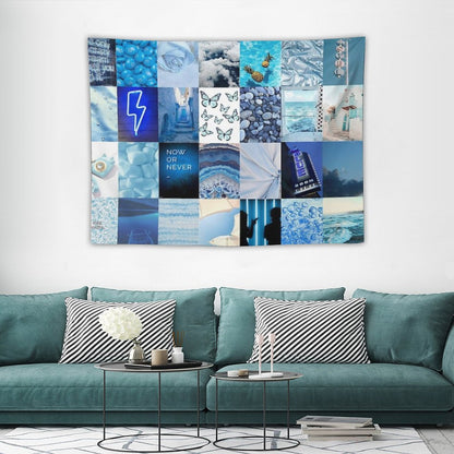 Blue Aesthetic Tumblr Collage Tapestry