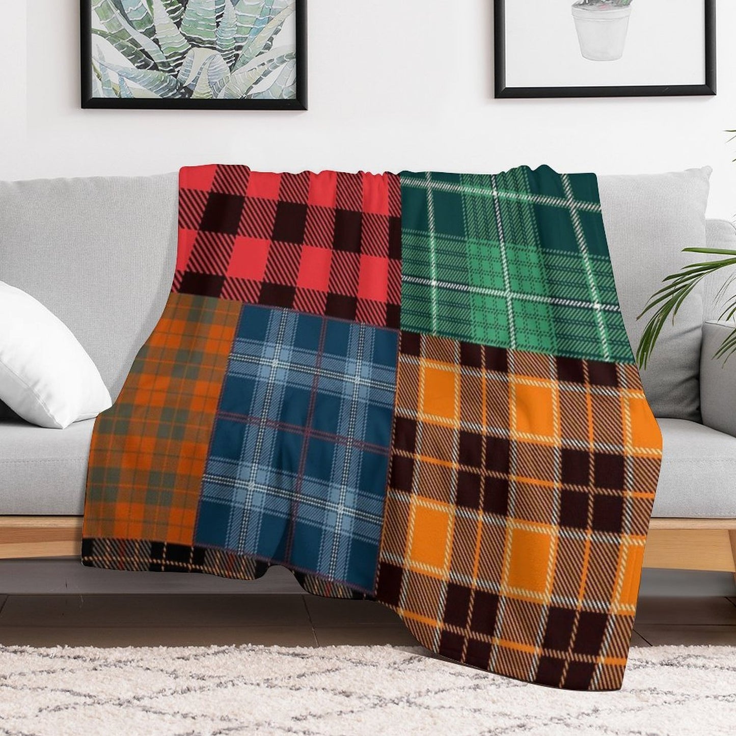Patchwork Flannel Pattern Throw Blanket
